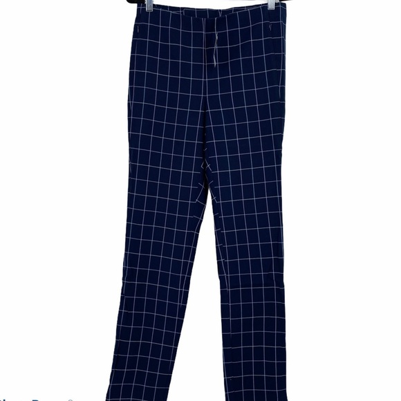 J.Jill Windowpane Pants Navy Blue Grid Multi S.8T - Picture 1 of 6